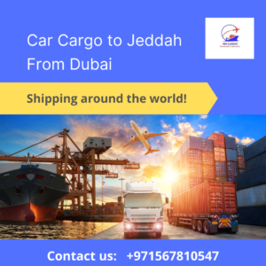 Car being loaded for shipment from Dubai to Jeddah.