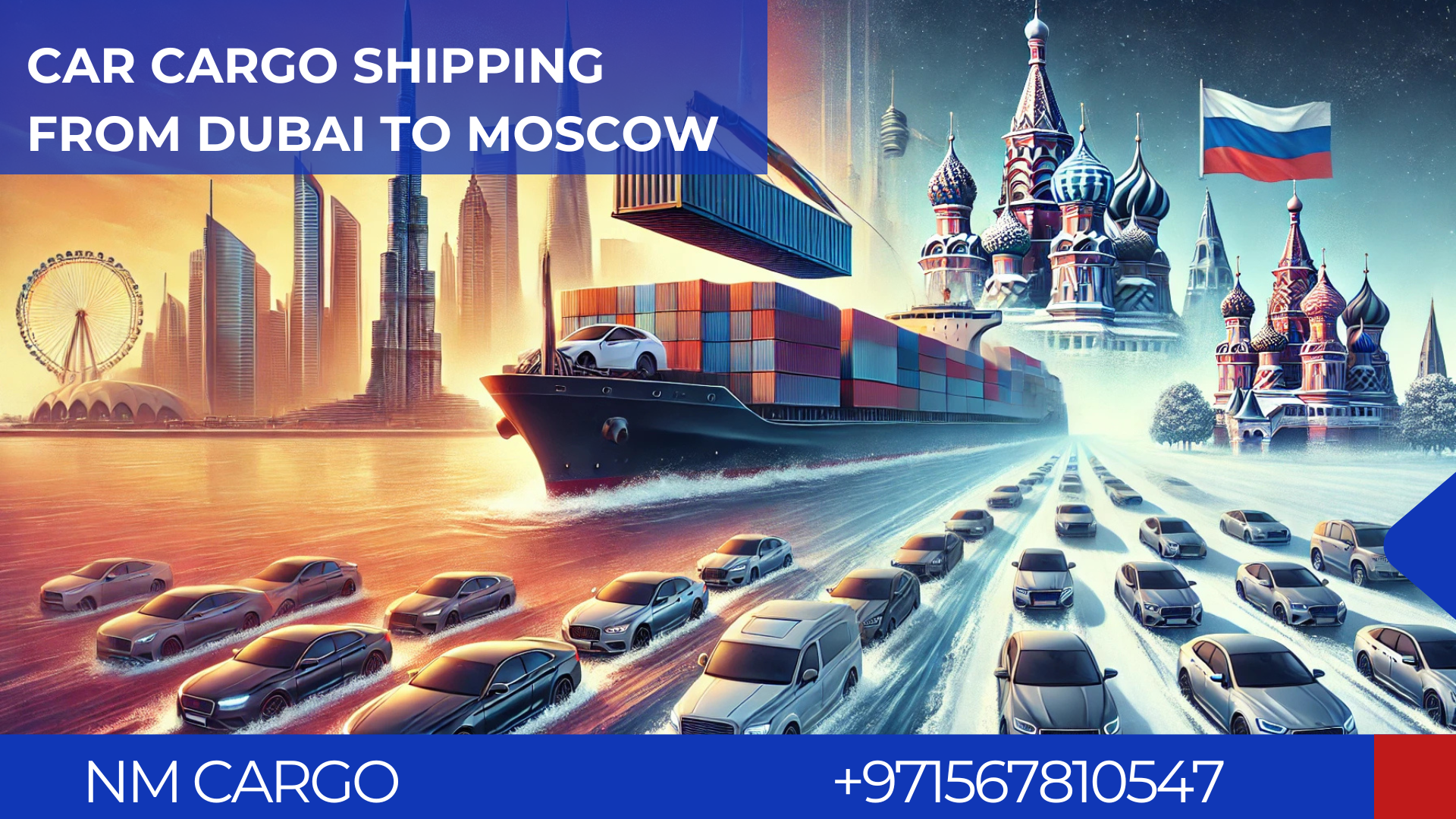 A car being loaded for shipping from Dubai to Moscow, representing our car cargo services.