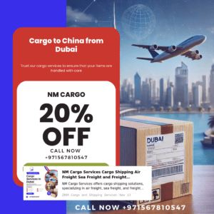 Cargo services from Dubai to China with end-to-end logistics support.